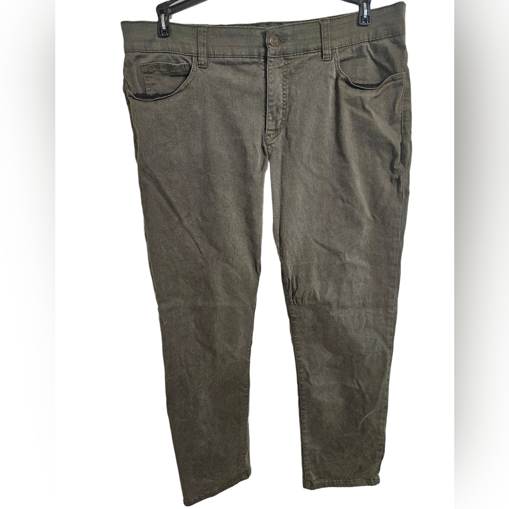 Chaps Womens Dark Olive Chinos Khaki Pants Stretchy Sz 16W